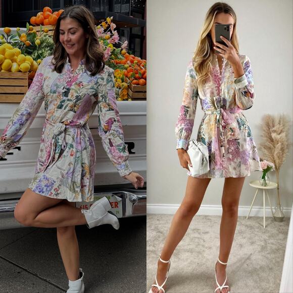 Zara Dresses & Skirts - Zara Blogger Favorite Patchwork Linen Floral Mini Dress Multi